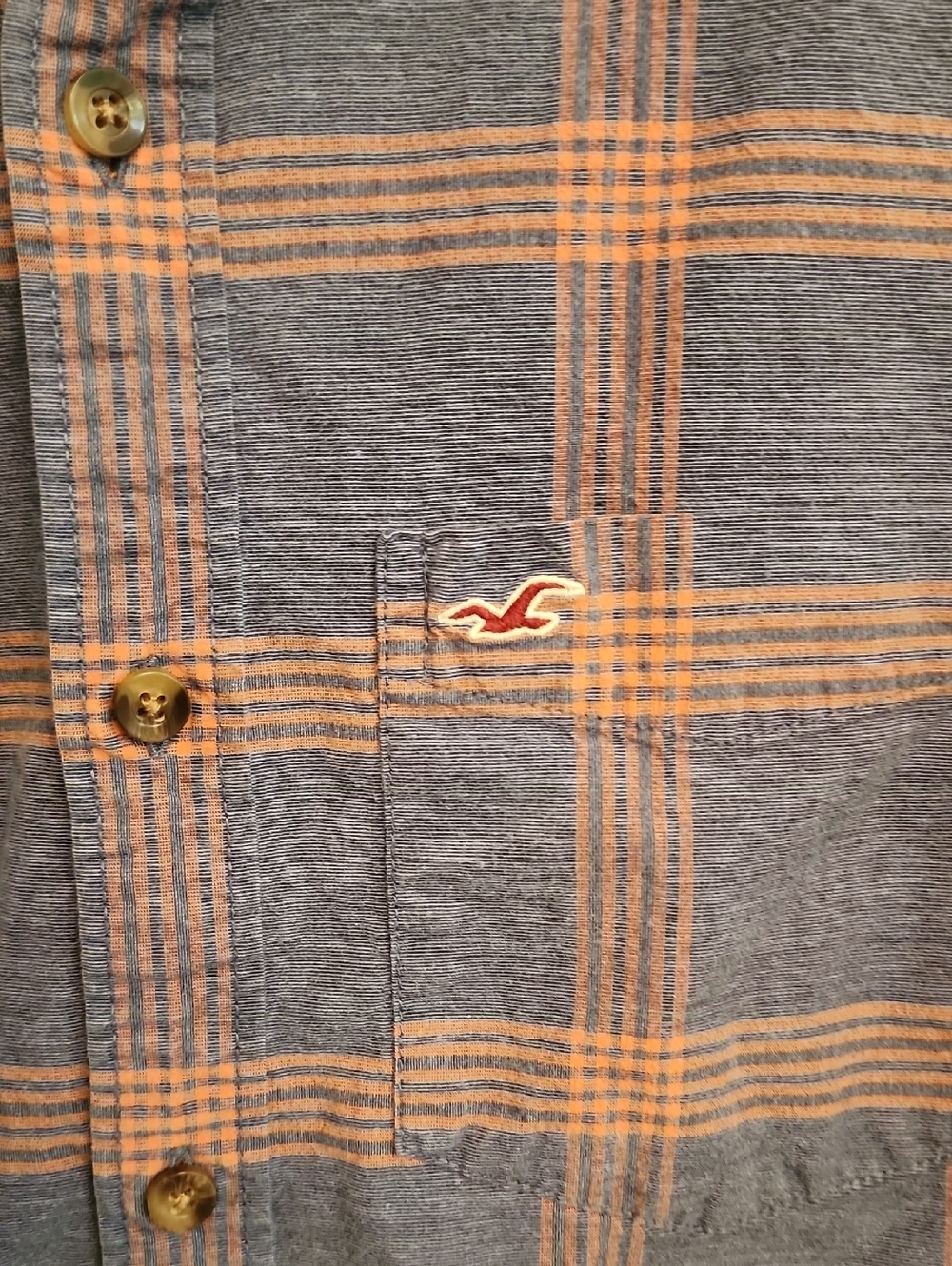 Hollister Blue & Orange Plaid Button-Down Shirt - Picture 2 of 11